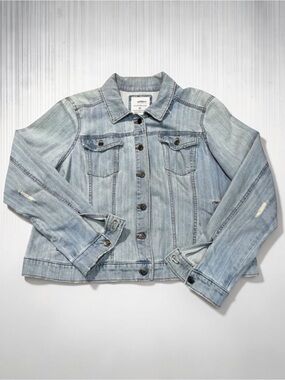 Sonoma Faded Stone Washed Light Wash Distressed Denim Jean Jacket